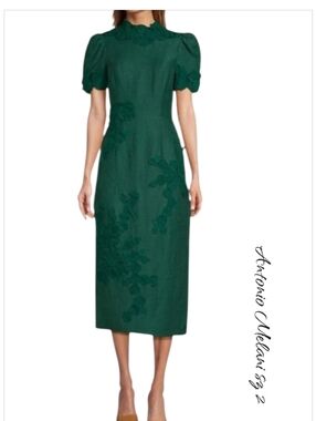 NWT ANTONIO MELANI Summer Floral Appliqué Midi Dress sz 2